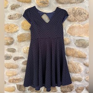 Altar'd State Navy Blue Velvet Diamond Pattern Dress